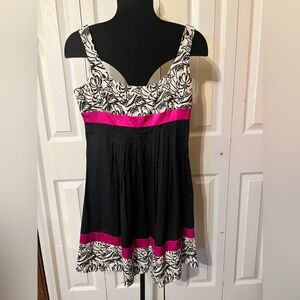 EUC Black White and Pink Embroidered Color Blocked Dress